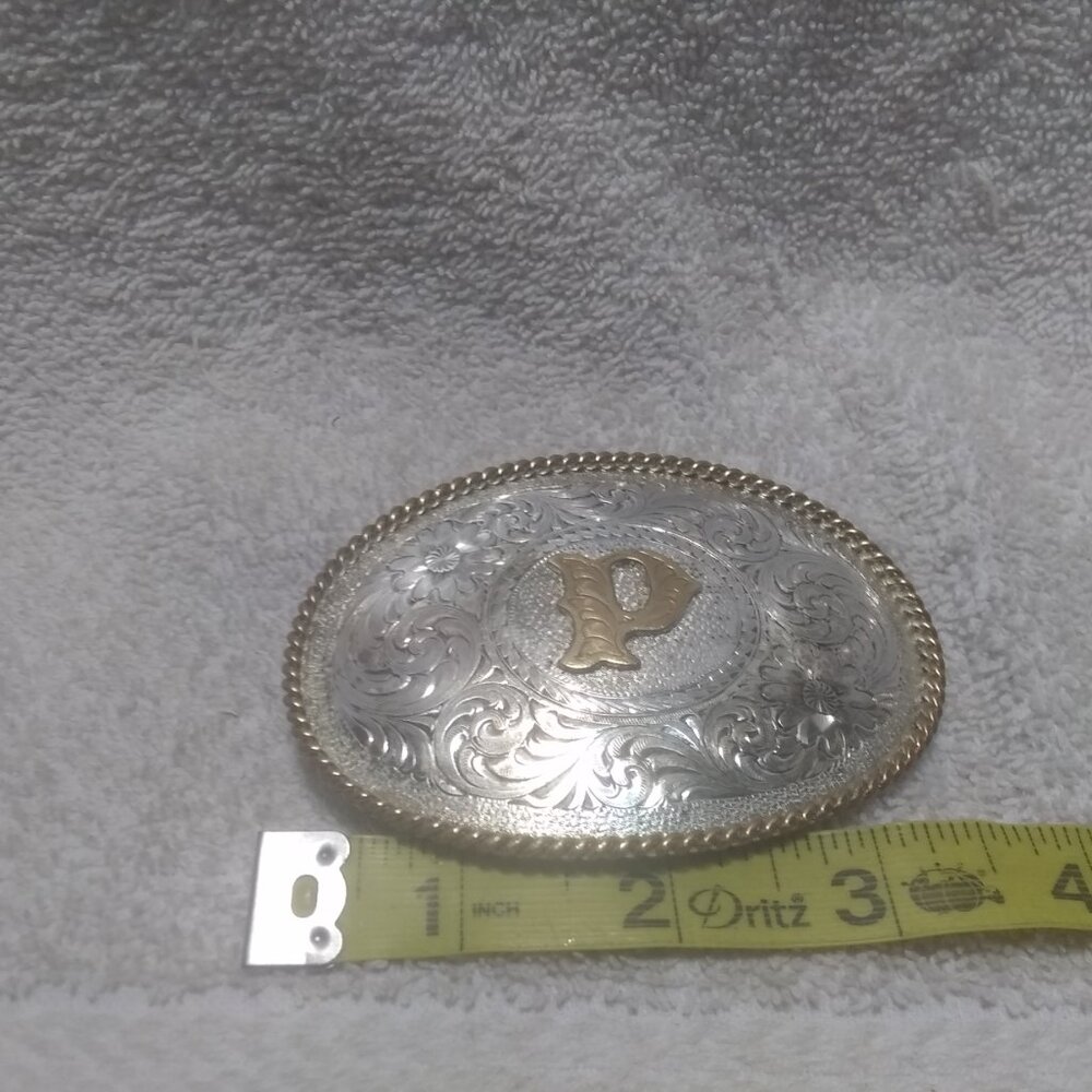 Montana Silversmiths Sterling Silver Plate Letter P Silver Flower Filigree Great - Picture 10 of 11